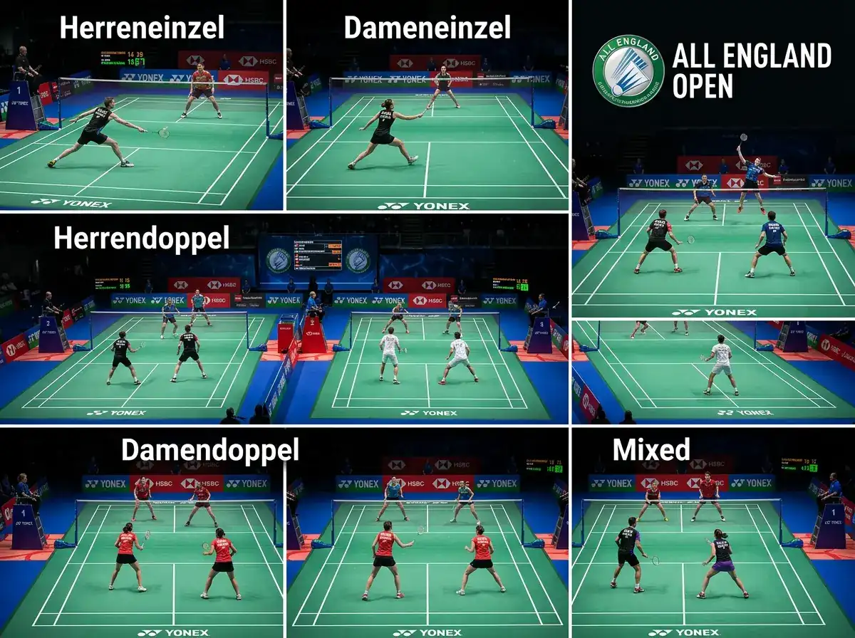 Alle fünf Disziplinen beim All England Open Badminton – Wett-Relevanz und Marktabdeckung je Disziplin