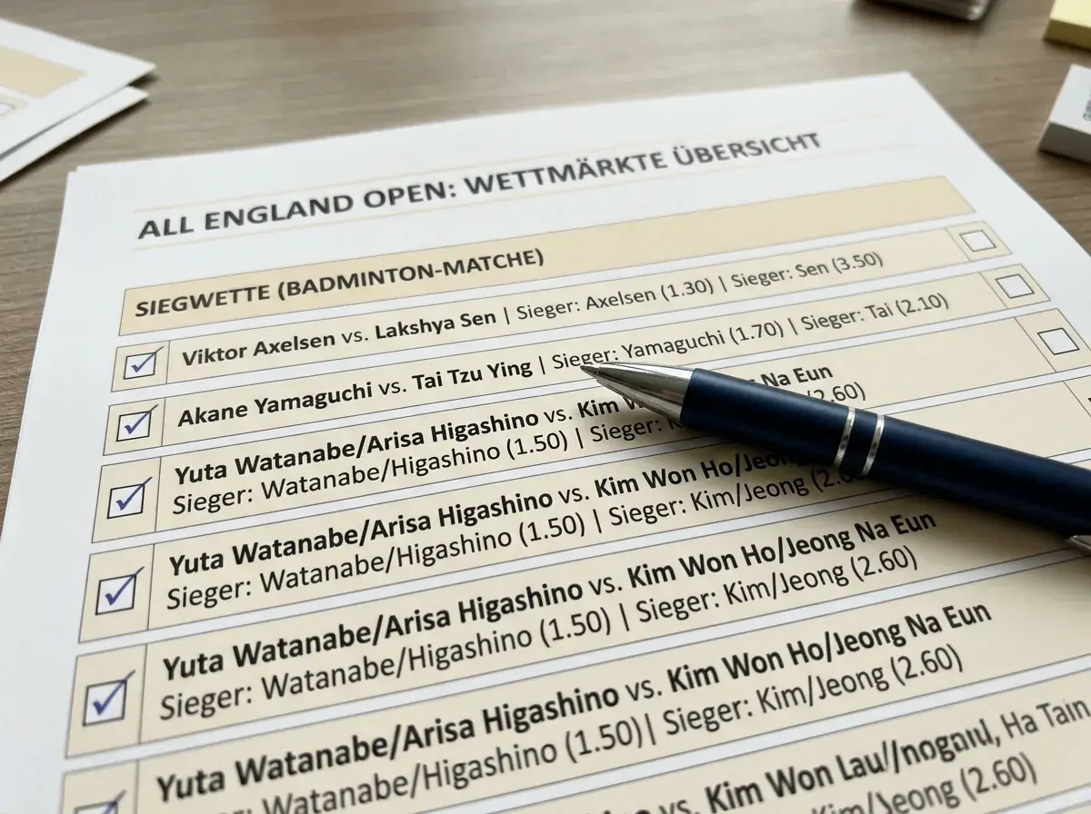 Wettmärkte beim All England Open Badminton – Pre-Match und Live-Märkte im Überblick