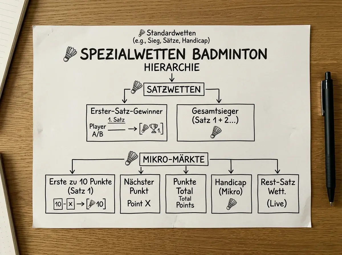 Übersicht der Spezialwetten beim Badminton – die Erster-Satz-Wette als beliebtester Mikromarkt bei Super-1000-Events