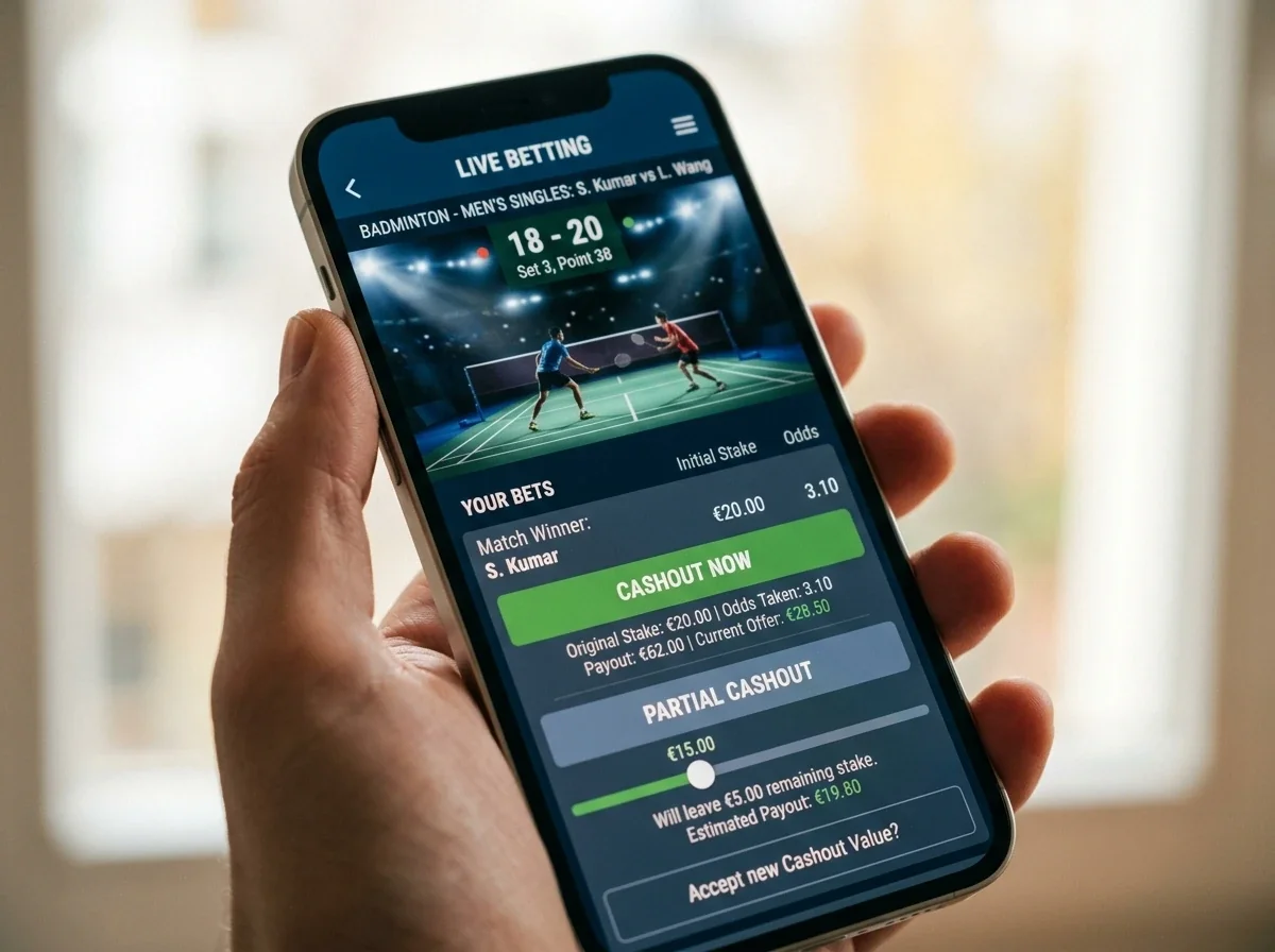 Cashout-Funktion beim Badminton Live-Wetten – wann Frühauszahlung sinnvoll ist und wie der Betrag berechnet wird