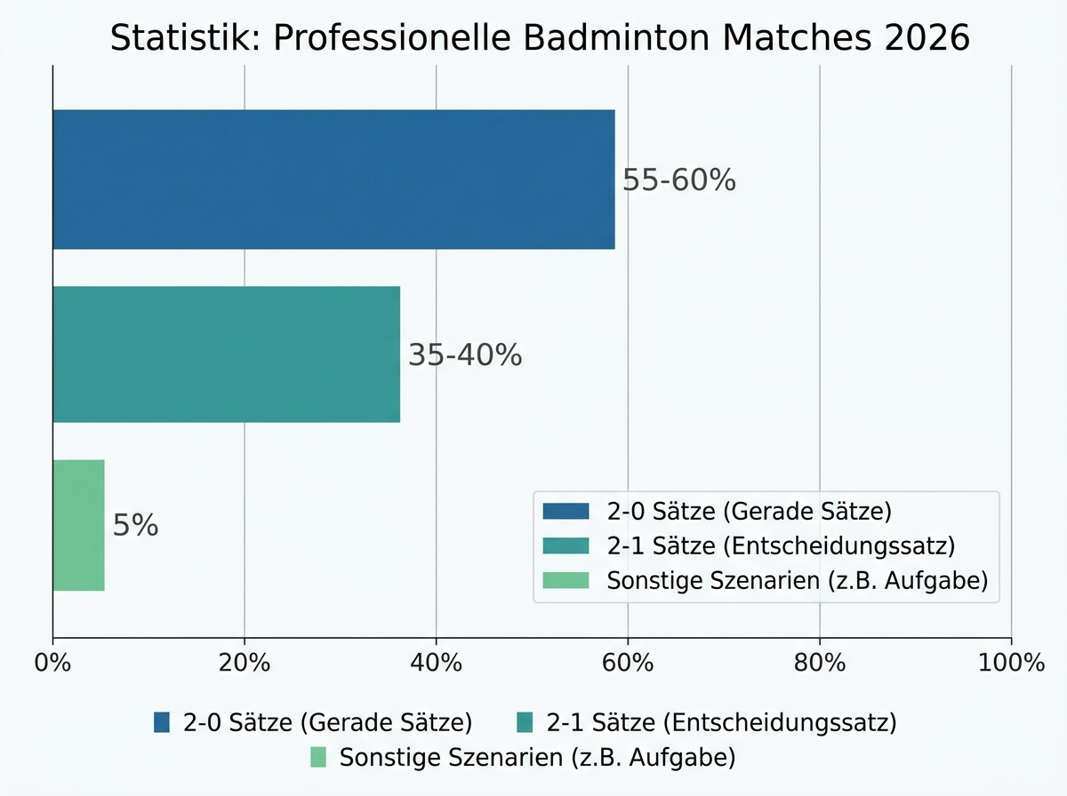 Statistik: 55–60% aller Profi-Badminton-Matches enden im direkten Satzverlauf 2:0
