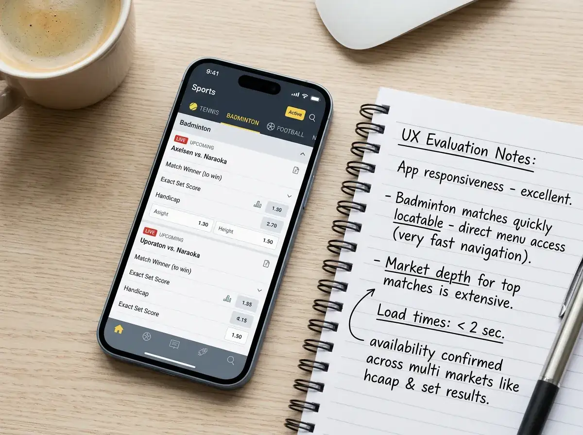 UX-Test einer Badminton Wetten App mit Fokus auf Markttiefe und Live-Update-Geschwindigkeit