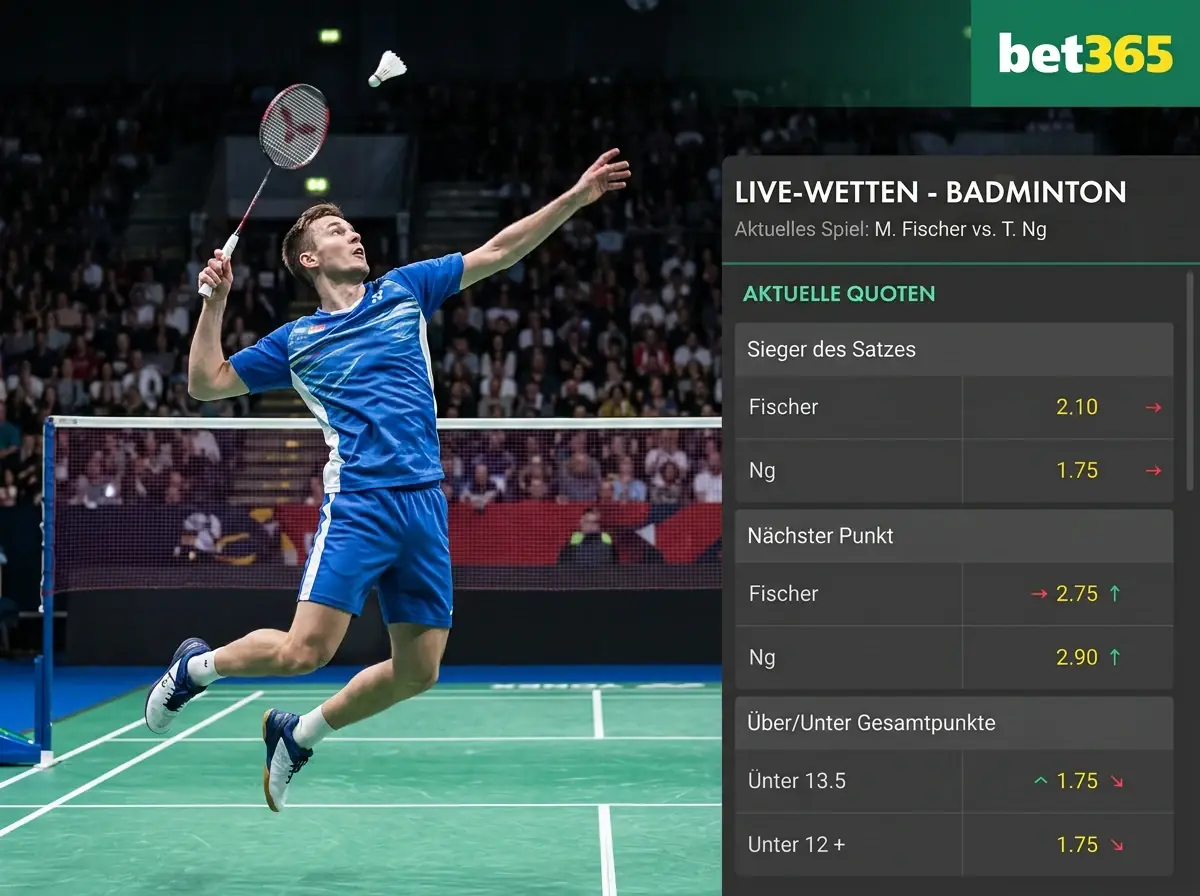 bet365 Badminton Live-Wetten Übersicht – Marktbreite und Quotenniveau für BWF-Events