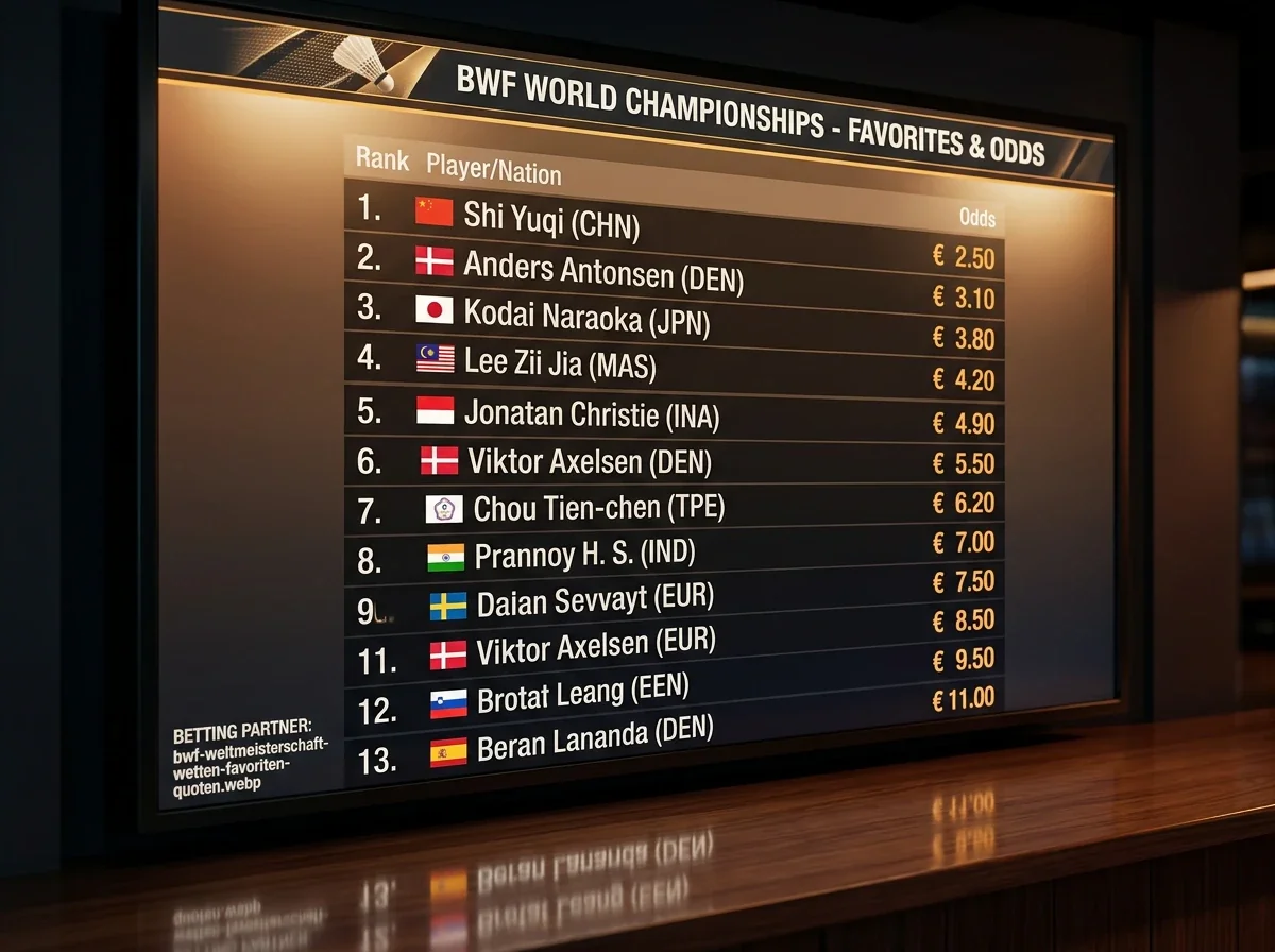 Favoritenstruktur und Wettquoten bei der BWF Weltmeisterschaft – asiatische Dominanz in Outright-Märkten