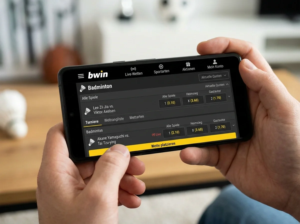 bwin App für Badminton-Wetten auf dem Mobilgerät – Usability und Live-Wetten-Navigation