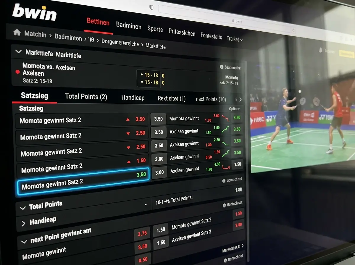 bwin Badminton Live-Wetten Markttiefe bei Super-1000-Events – bis zu zehn Märkte in Echtzeit verfügbar