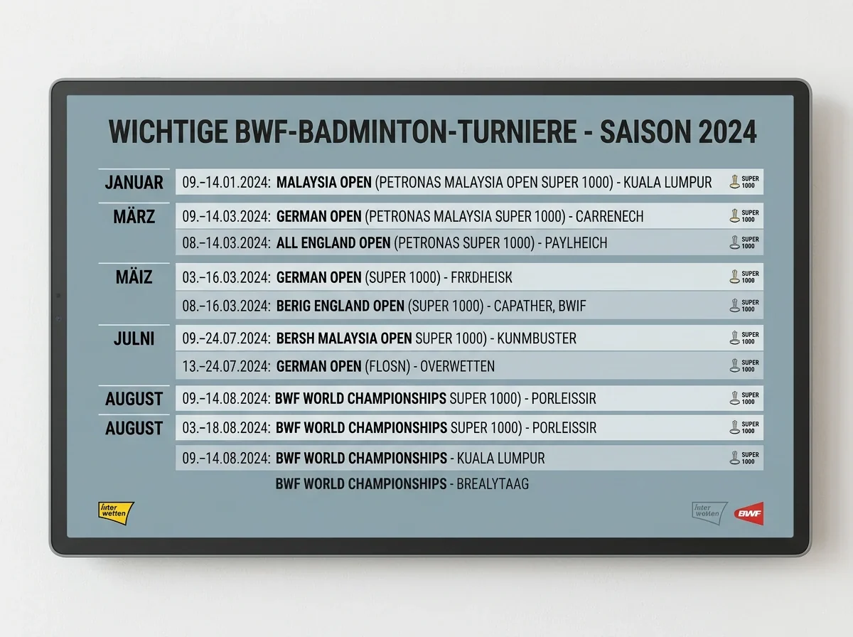 Interwetten BWF-Turniere Abdeckung – welche Badminton-Events und Disziplinen sind im Angebot
